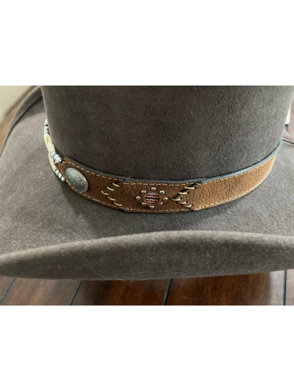 Bullhide Get Along Wool Felt Cowboy Hat Size M Western Beaded Band - Picture 7 of 13